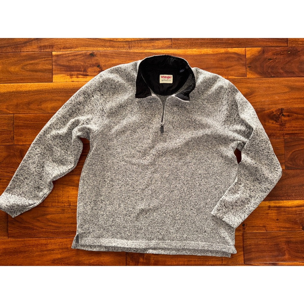Wrangler Authentics Mens‎ Heather Gray Fleece 1/4 Zip Pullover Sweatshirt XL
